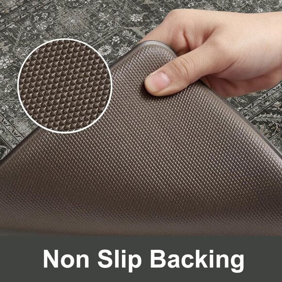 New 2Pcs Green Kitchen Mat Set, Non Slip Waterproof Cushioned Rugs for Floor - Picture 4 of 9